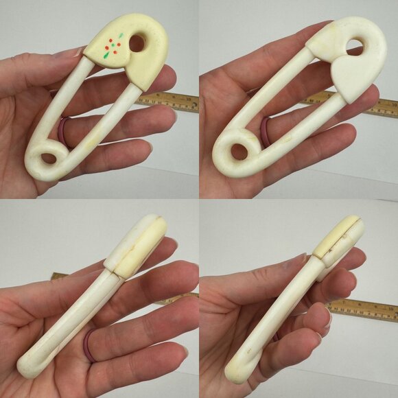 Vtg Small Plastic Baby Rattles Phone Shape Novelty Safety Pin Collect Decor Prop - Picture 5 of 9